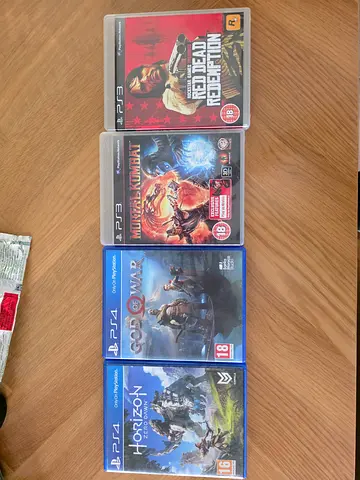 Bundle of 5 PS3/PS4 games — Horizon Zero Dawn, $% of War, Mortal Kombat, Red Dead Redemption
