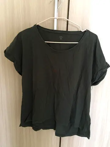 Casual dark green womens t-shirt, size L