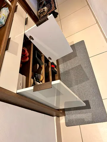 Home Centre Shoe Cabinet / Entryway Storage Cabinet with Glass Top