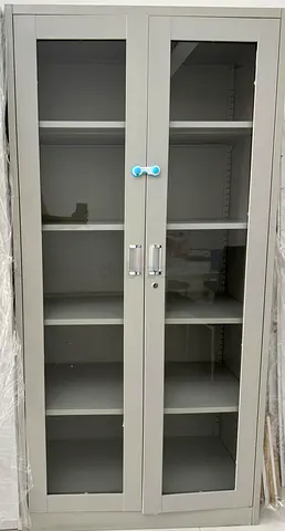 Grey Metal Display Cabinet with Glass Doors (negotiable)