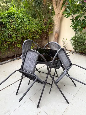 Outdoor/Patio Woven Metal Chair - Grey, Good Used Condition