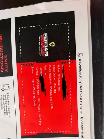 Ferrari world ticket in Abu dubai
