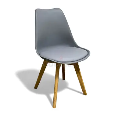 Modern Grey Dining/Accent Chair with Wooden Legs