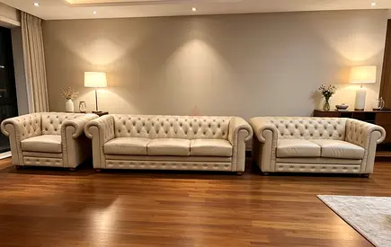 Sofa Chesterfield Leather 6 Seater