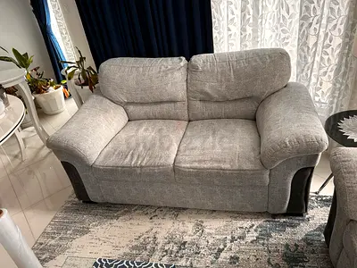 Very comfortable  Fabric Sofa set- Light Grey, Good Condition. Set of 2-seaters x2 + 3-seaters x1