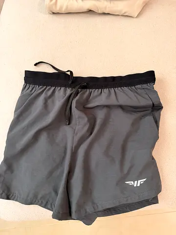 Mens Grey Athletic Shorts with Elastic Waist and Drawstring - Winner