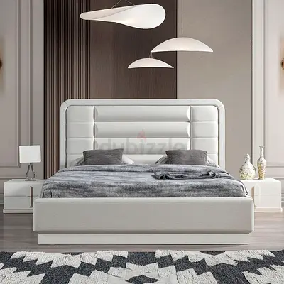 Round corner padded headboard super king hydraulic bed