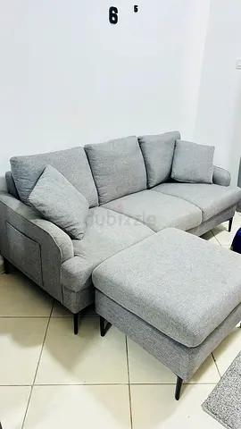 3- seater Grey Sofa with Ottoman for sale