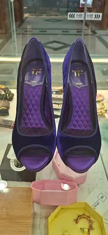 Tom Ford Purple Velvet Peep-Toe Heels