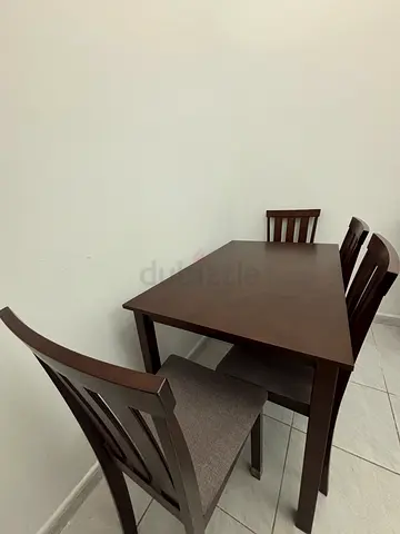 Solid Wood 4-Seater Dining Table with Chairs - Dark Brown