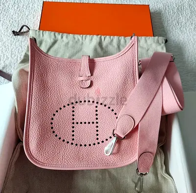 Brand New Hermes Evelyne 23 Pink Sakura Bag - Palladium Hardware - Full Set