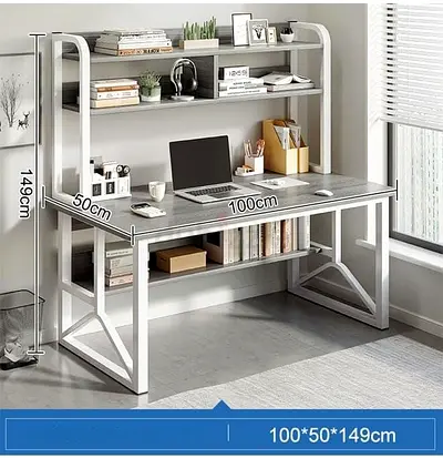 KEKE Multifunctional Computer Table And Office Desk With 2 Layer Book Shelf