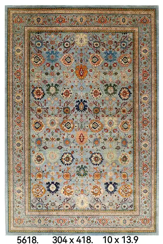 3 x 4.2 Light blue Floral area Blue Rug afghan hand knotted veg dye colors cool carpet living room