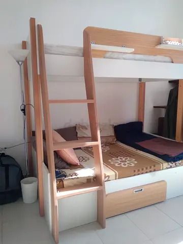Wooden Bunk Bed with Lower Pull-Out Drawer - Good Condition