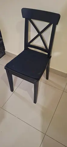 Black Wooden Dining Chair with X-Back Design
