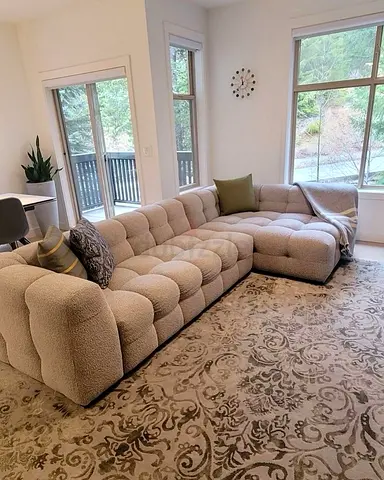 Light Beige Tufted L-Shaped Modular Sofa - Comfortable Sectional