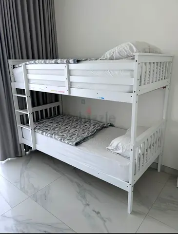 White Wooden Bunk Bed - Sturdy Twin Over Twin, Good Condition No defect used only 5 month very rare