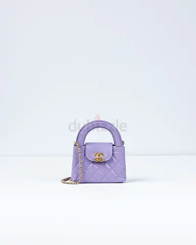 Authentic Chanel Kelly Bag Shiny Aged Calfskin  Gold-Tone Metal in Lavender Micro size