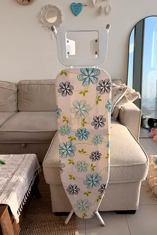 Sturdy Full-Size Ironing Board with Floral Cover - Good Condition