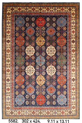 3 x 4.2 Afghani  Style blue  Area Rug afghan hand knotted wool veg dye color carpet made from nature