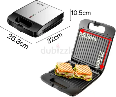 HALEY big Sandwich Maker Grill  Toaster Electric 1400W,Standard Size Fits 4 Bread Slice,