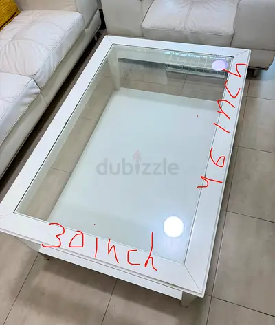 White Glass Top Coffee Table - 30 x 45 inch
