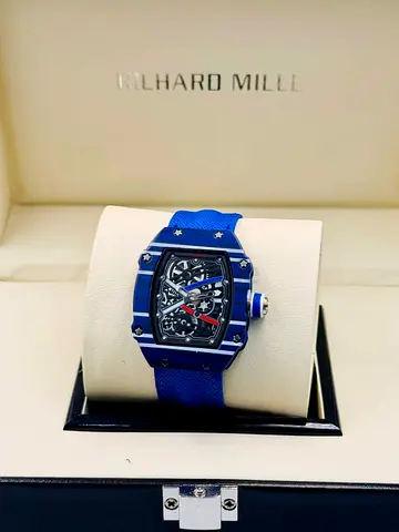 Richard Mille-style Blue Skeleton Dial Mens Watch with Blue Strap (Pre-owned)