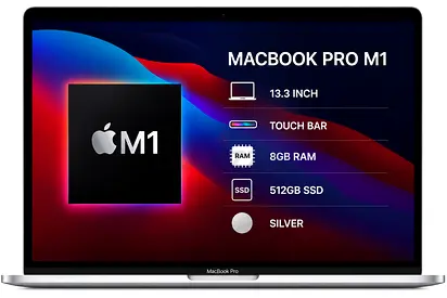 MacBook Pro 13 M1 - 8GB RAM, 512GB SSD, Touch Bar (Silver)