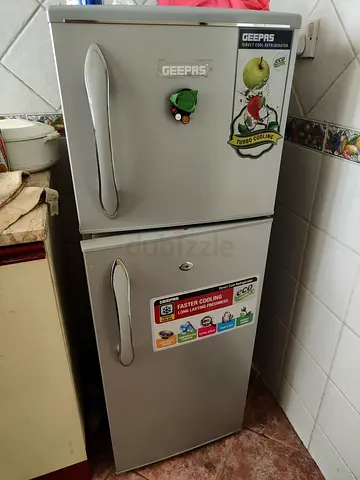 Geepas Silver Double-Door Refrigerator - Compact 2-Door Fridge