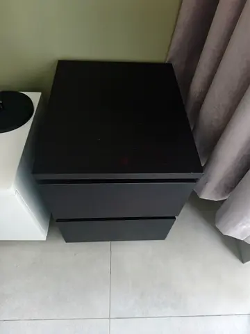 Simple dark brown bedside table - 2 drawers