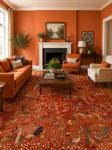 3 x 4.2 Large birds Peacock Pattern Area Rug afghan wool hand knotted veg dye carpet living room rug