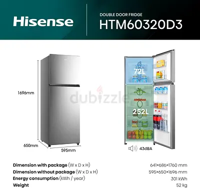 Hisense Double Door Fridge HTM60320D3
