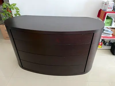 4 Layered Black Wooden Drawer Oval Shaped - Alf Italia