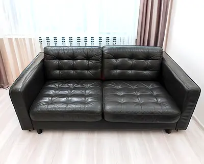 Ikea dark brown leather sofa