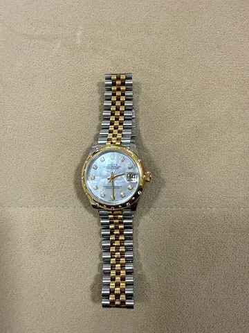 Two-tone Gold  Steel Womens Wristwatch with Mother-of-Pearl Dial