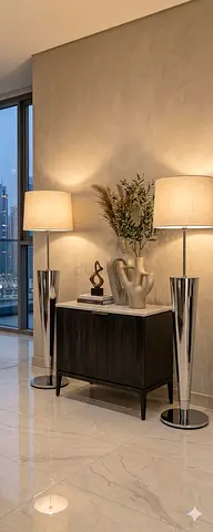 2 x Modern Silver Floor Lamps Set from The One