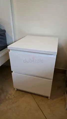 White 2-Drawer Bedside Nightstand - Good Condition
