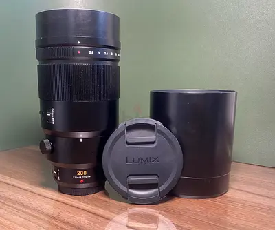 Panasonic Leica 200mm f/2.8 Telephoto Lens with Hood and Cap