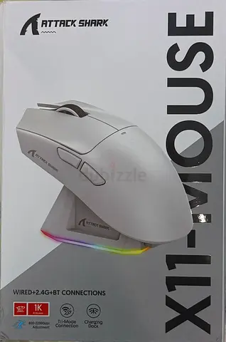 Attack Shark X11 Wireless Gaming Mouse (White) - Wired/2.4G/BT, Charging Dock