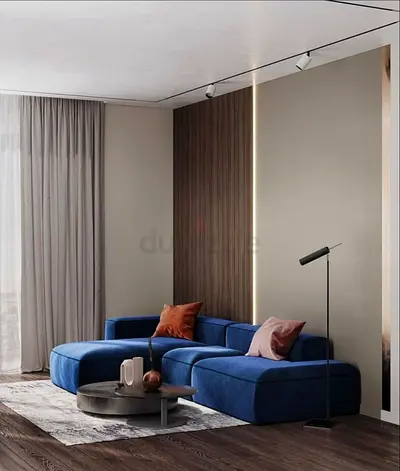 Modern Blue L-Shaped Sectional Sofa