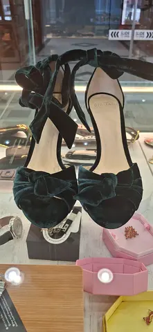 Velvet Ankle Tie Heeled Sandals