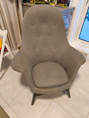Grey Upholstered Accent Armchair with High Back and Buttons Ikea Armchair