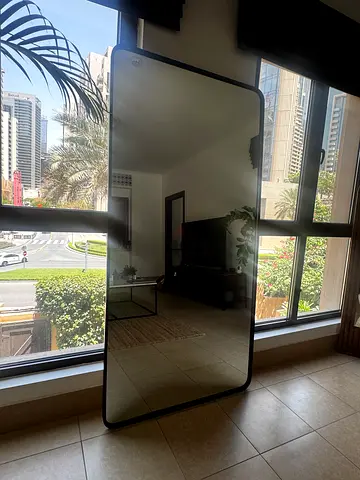 Large Full-Length Leaning Mirror with Slim Black Frame - 200x100