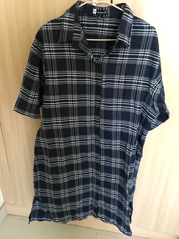 Navy checkered casual shirt dress - size large