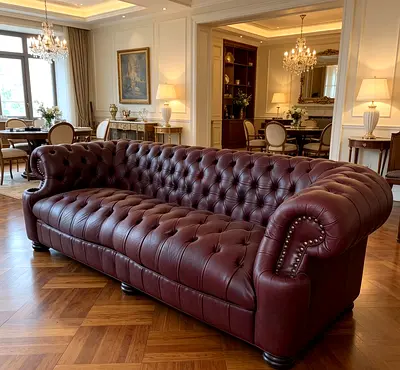 Genuine Leather Chesterfield 3+3 Seater Sofa - Burgundy