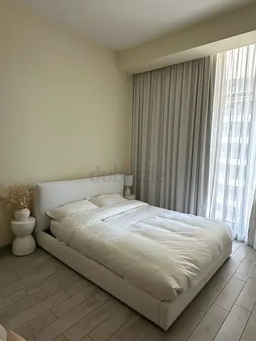 [Urgent Sale] White Upholstered Low Platform Bed with Headboard  Mattress (queen size)