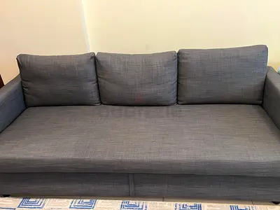 Grey 3-Seater Fabric Sofa in Good Condition