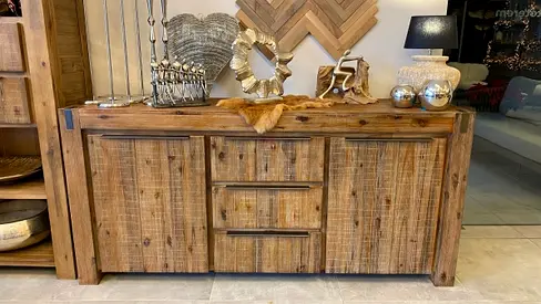 Rustic Solid Wood Sideboard Cabinet with Drawers