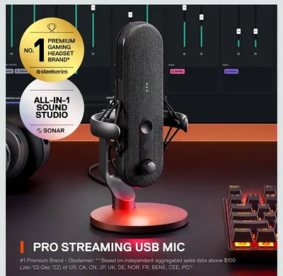 Steelseries Alias USB microphone PC Gaming Mac Streamer Streaming condenser