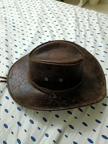 Brown fake Leather Cowboy/Outback Hat - Used
